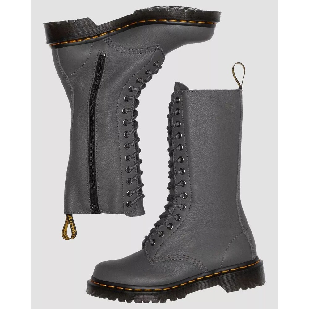 Dr. Martens 1B99 Boots 14 Eye Grey Virginia Leather Gunmetal Women Size 6 NEW